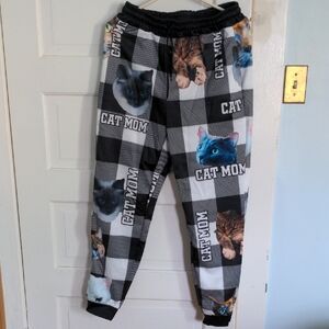 Cat Mom Pajama Bottoms - Black and White